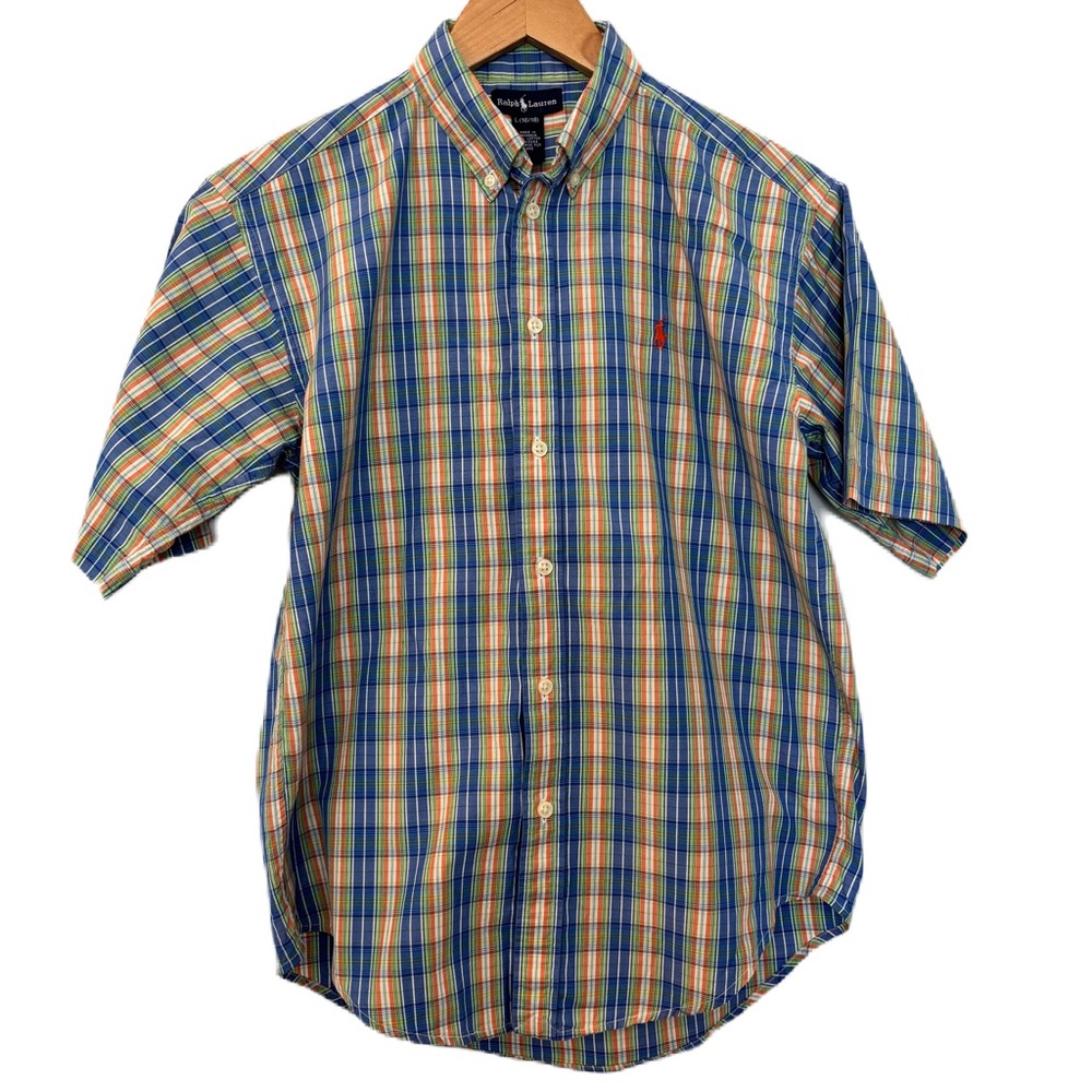 Ralph Lauren Boy’s Plaid Short Sleeve Button Down Size L 16/18